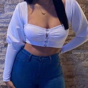White crop bustier top